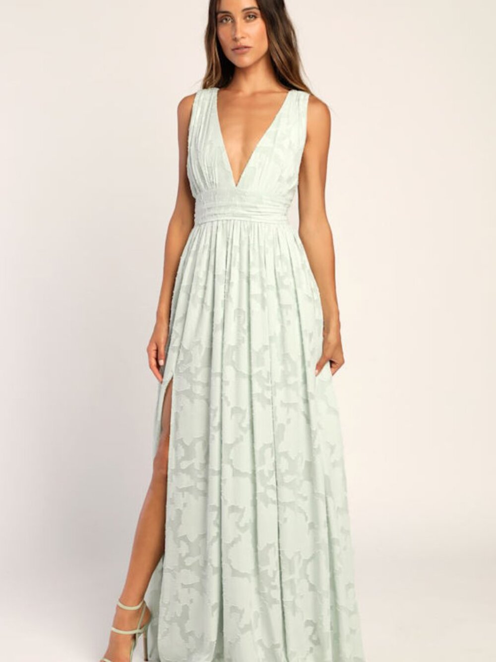 Lulus Sweet Sophistication Sage Green Burnout Floral Maxi Dress - Size M